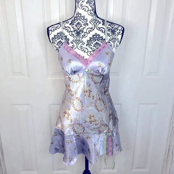 Victoria's Secret | Intimates & Sleepwear | Victorias Secret Angels Purple  Floral And Lace Nighty | Poshmark